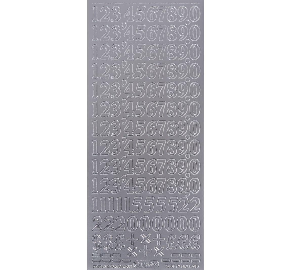 Reliefsticker "Ziffern" - Silber