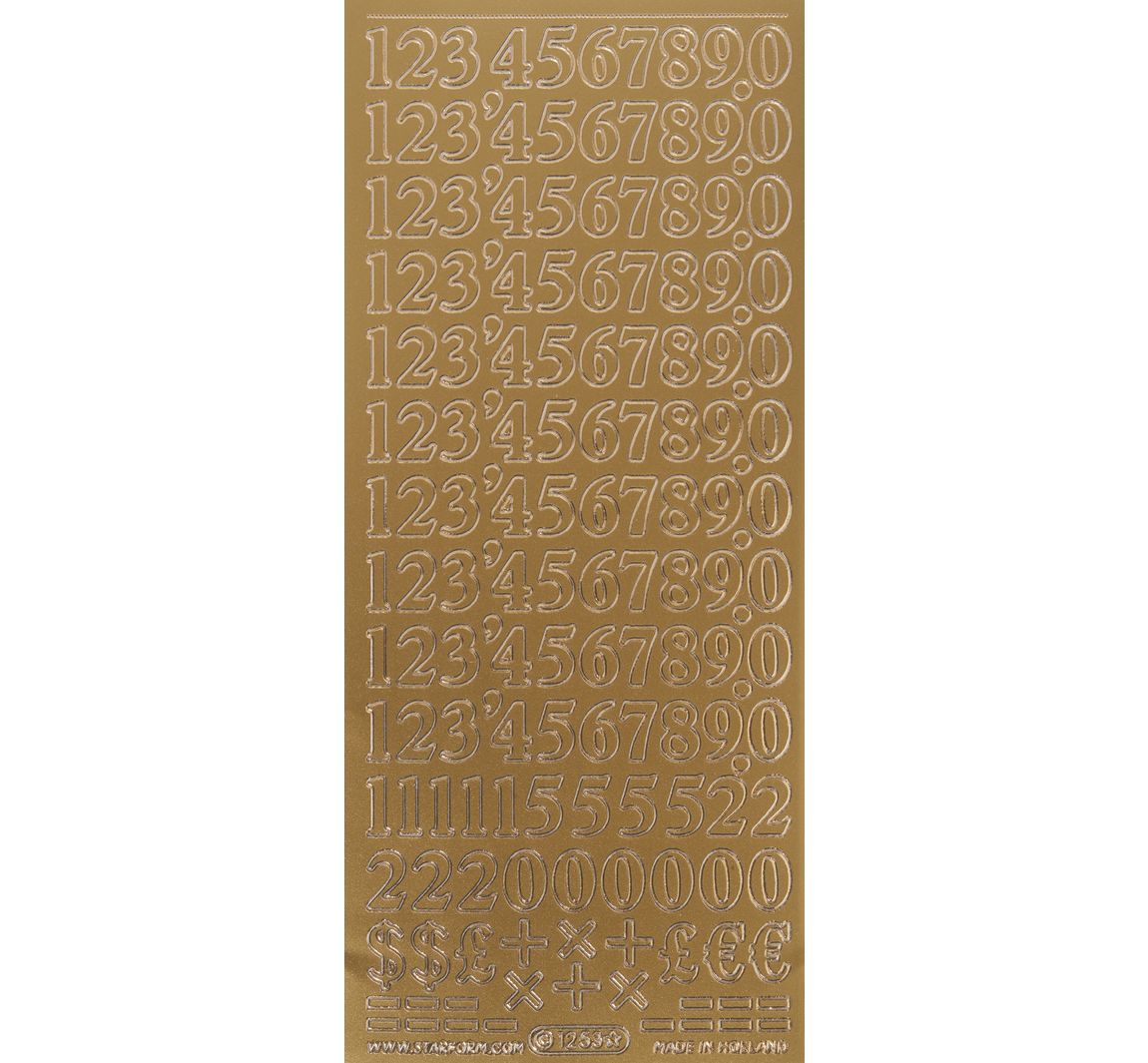Reliefsticker "Ziffern" - Gold