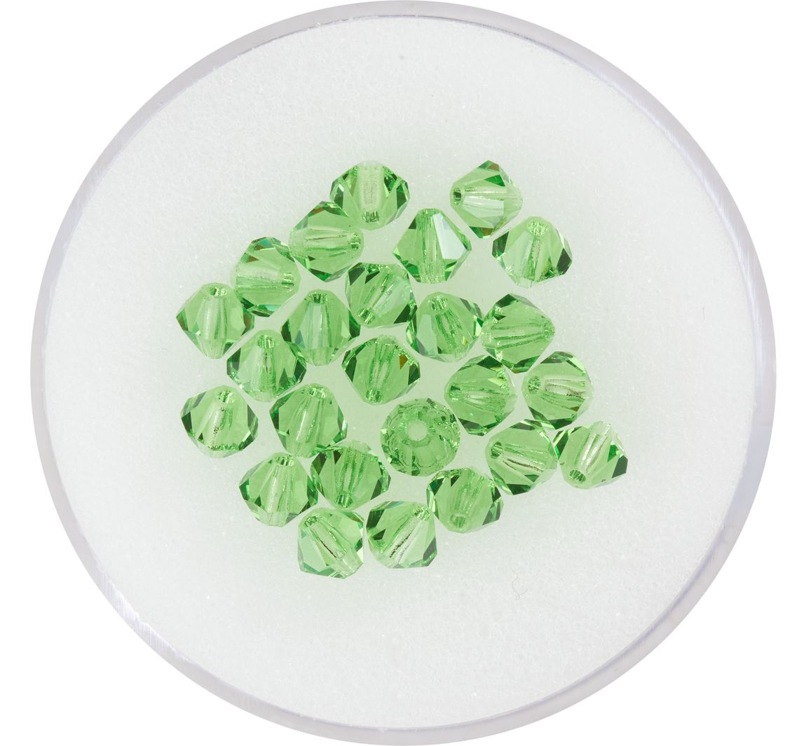 Glasschliffglitzerperlen, 4 mm - Peridot