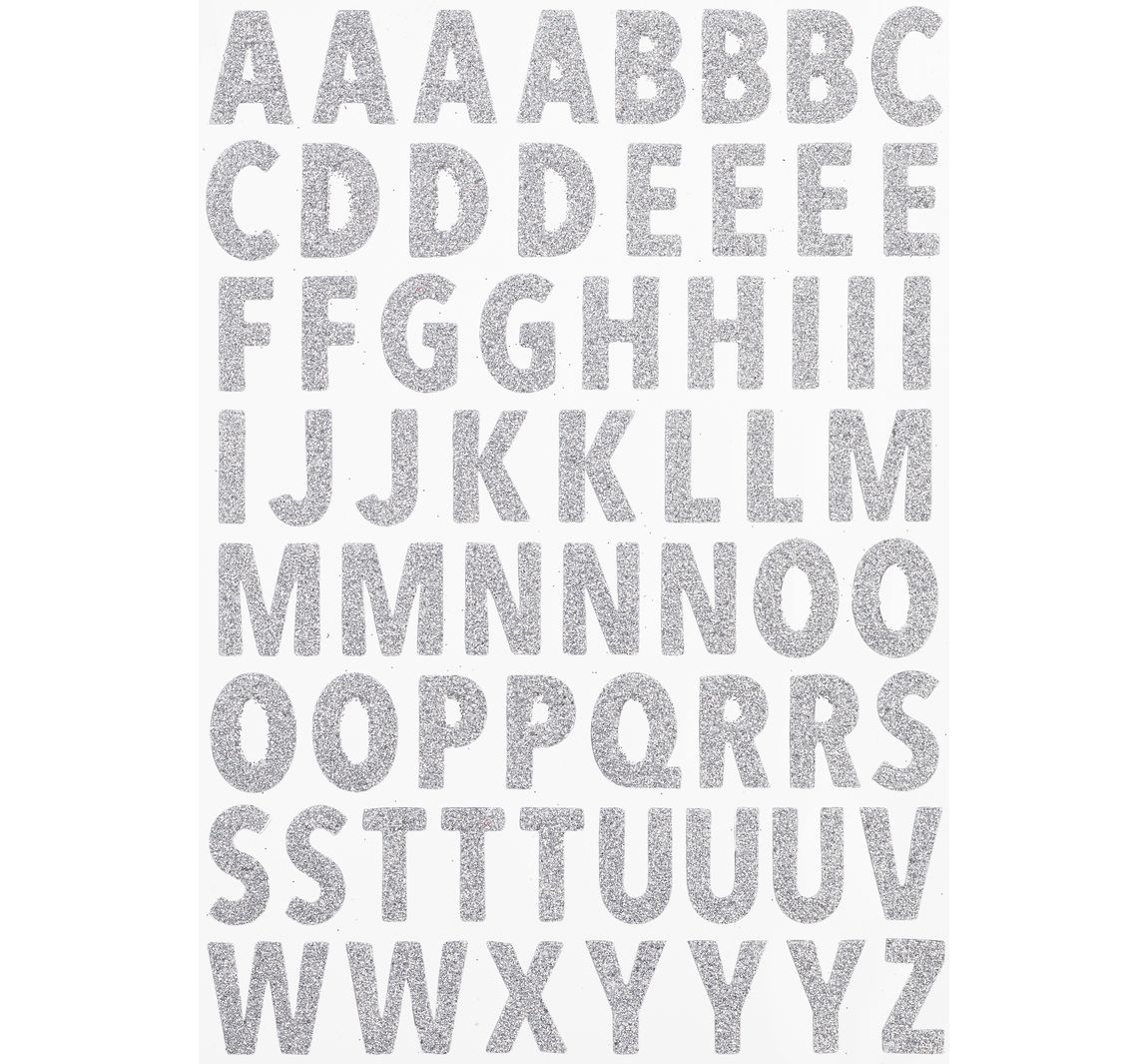 Glitzer-Sticker "Buchstaben" - Silber