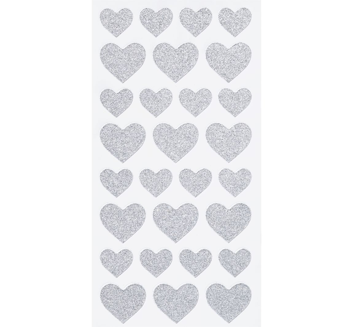 Glitzer-Sticker "Herzen" - Silber