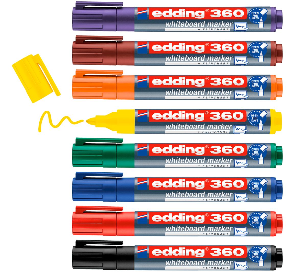 edding 360 Whiteboard Marker "Rundspitze", 1,5-3 mm - 8er-Set