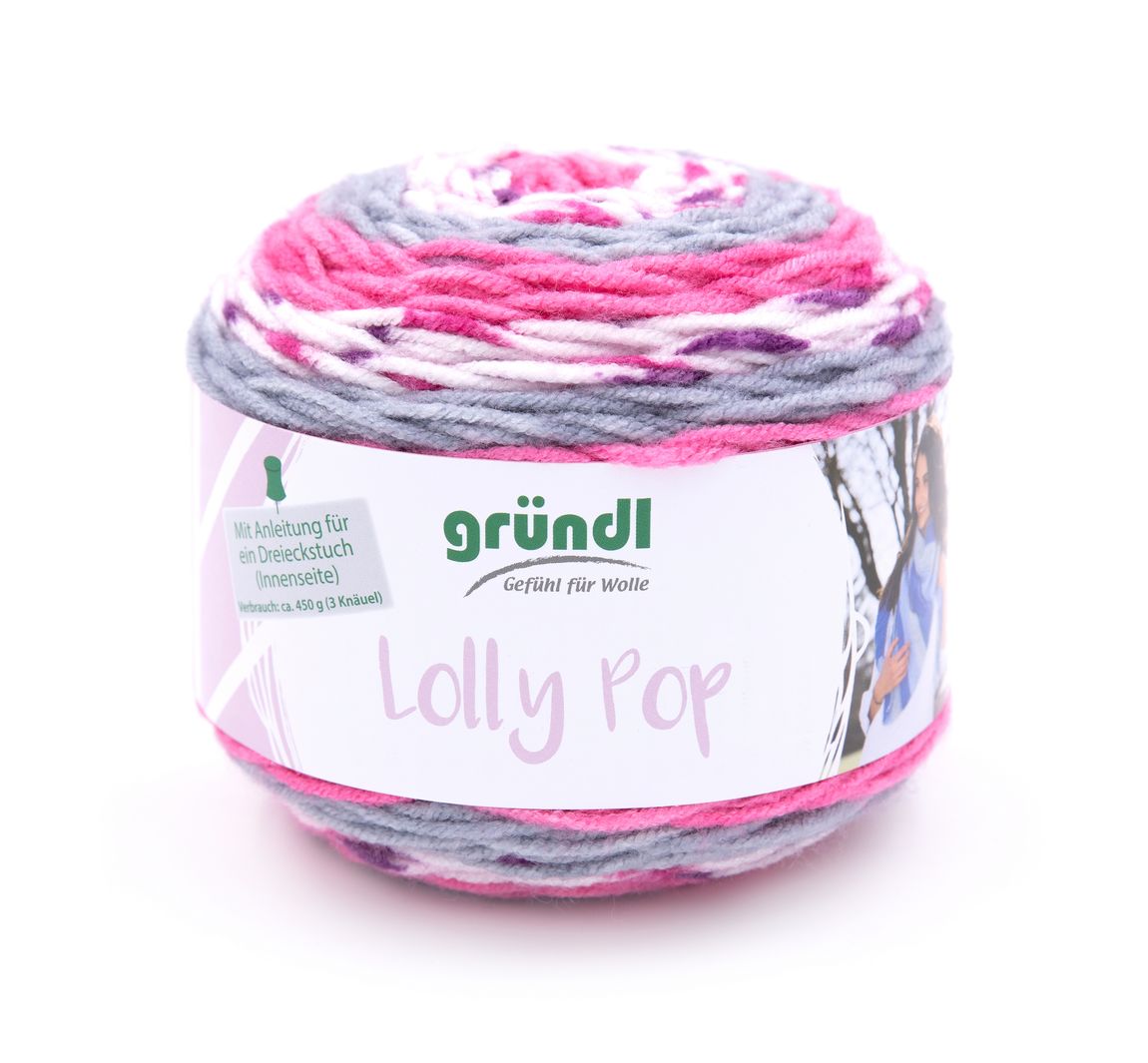 Gründl Wolle "Lolly Pop" - Granat/Fresie/Zinn/Weiß, Farbe 19