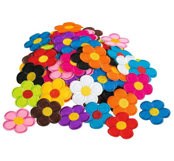 VBS Iron-on applications "Flower mix", 120 pieces