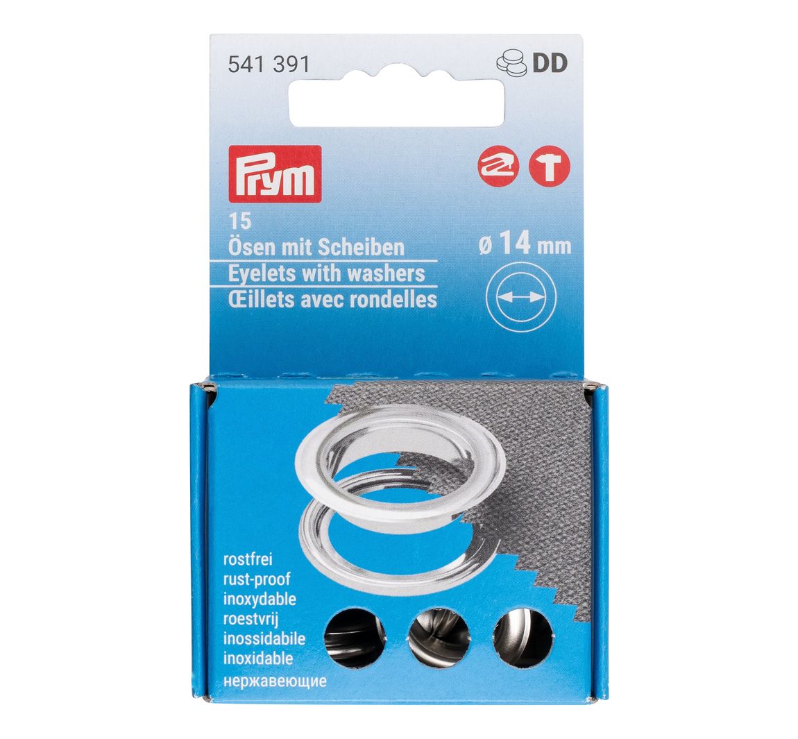 Prym Ösen mit Scheiben - 14 mm, 15 Stück