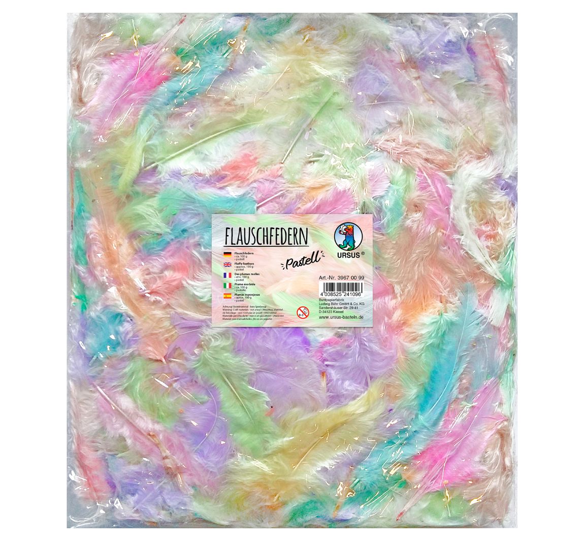 Flauschfedern, 100 g - Pastell