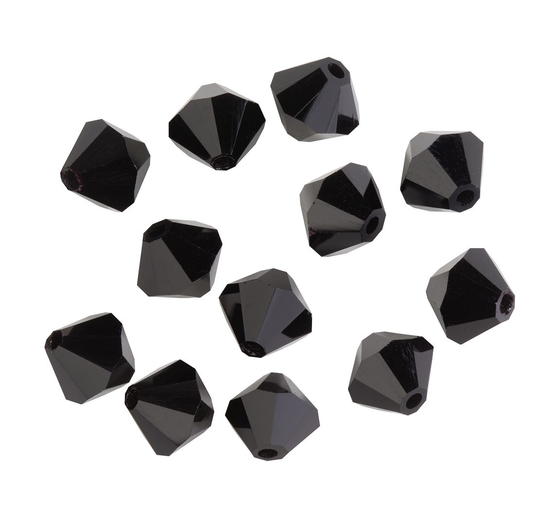 Glasschliffglitzerperlen, 6 mm - Jet