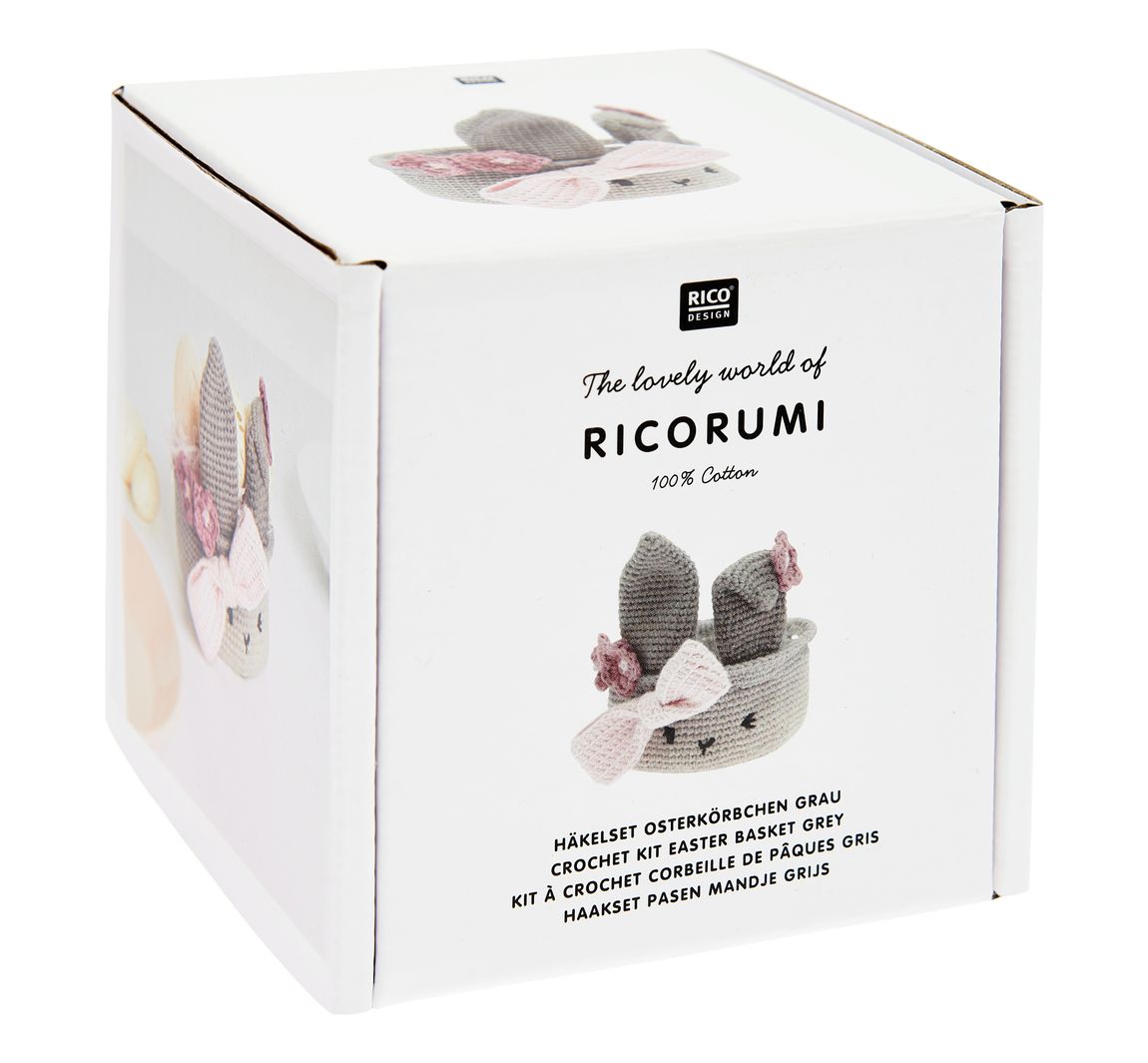 Rico Design Ricorumi Häkelset "Oster-Eierkörbchen" - Grau