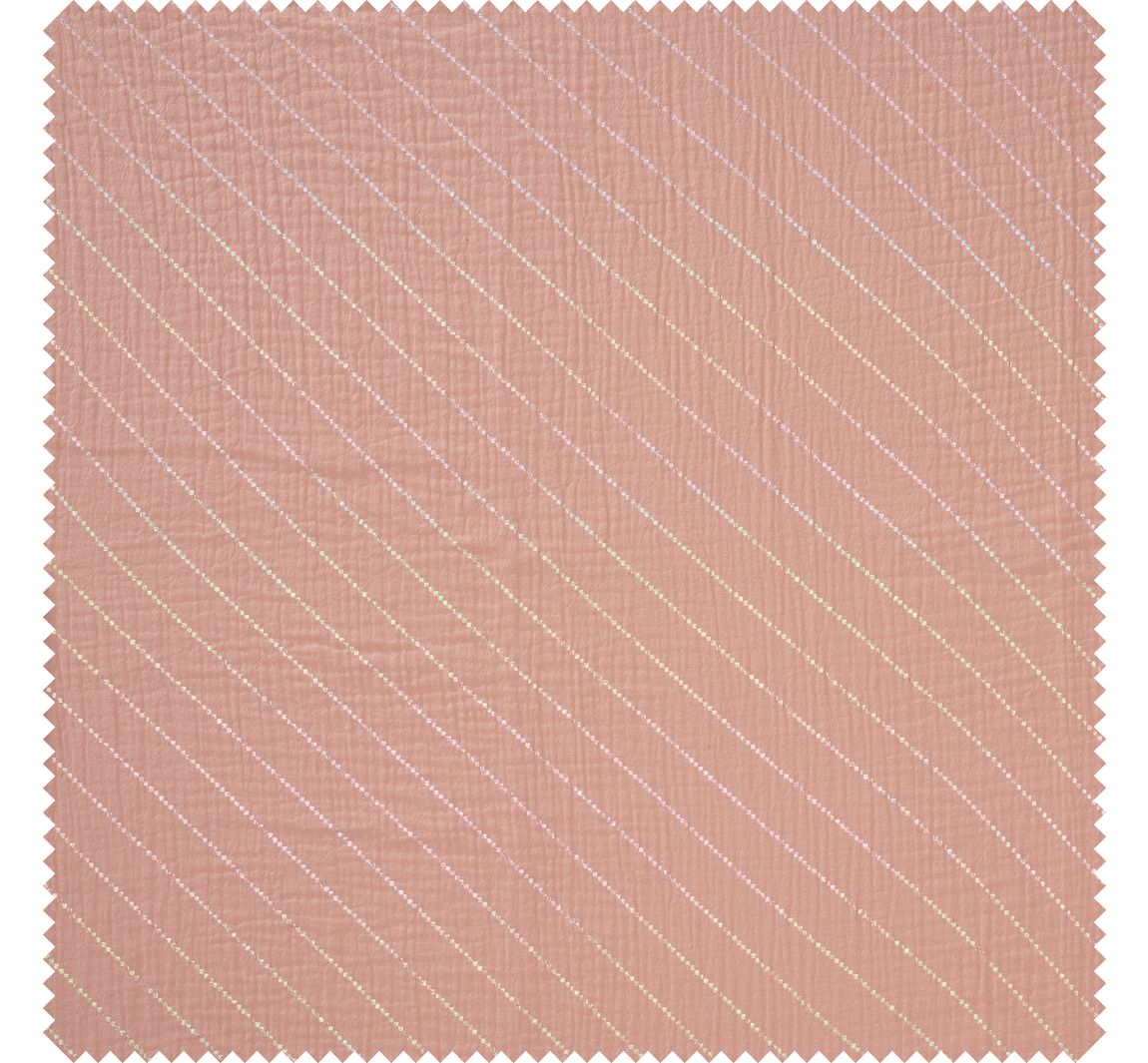 Krinkel-Musselin Baumwoll-Stoff mit Hot-Foil Effekt "Streifen" - Apricot