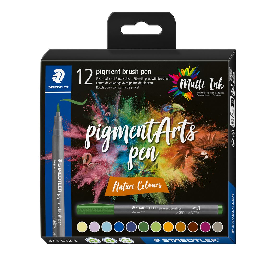 STAEDTLER Pigment brush pen, 12er-Set - Nature Colours