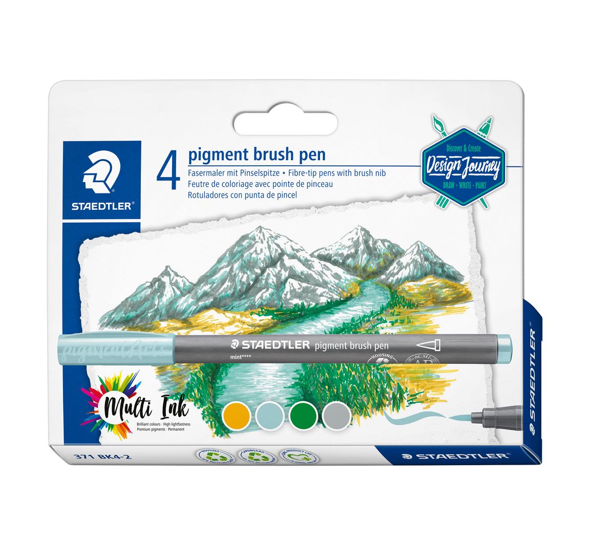 STAEDTLER Brush Pens, 4er-Set - Lake Colours