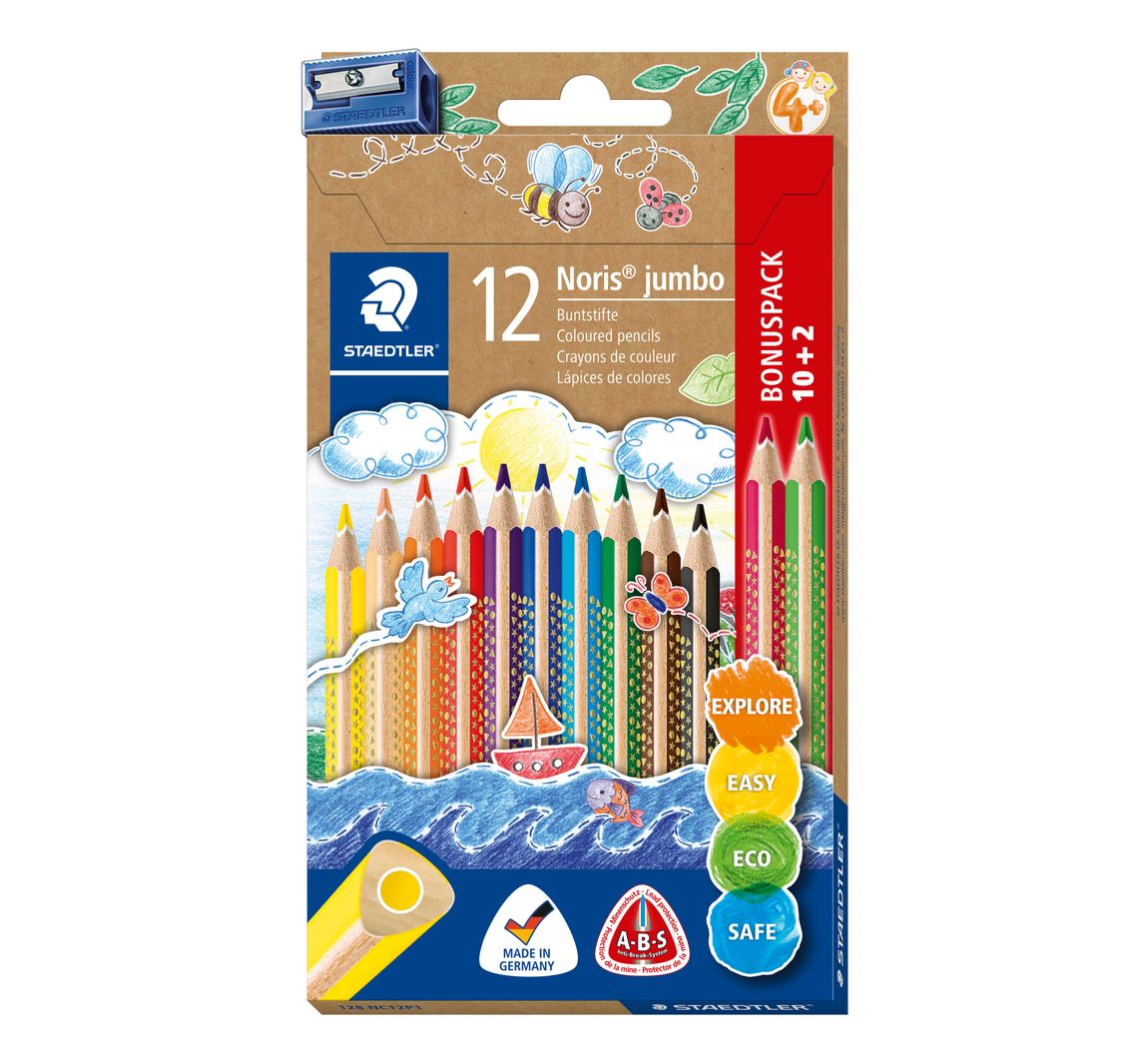 Staedtler Noris color Jumbo Buntstifte + Spitzer - 12er-Set