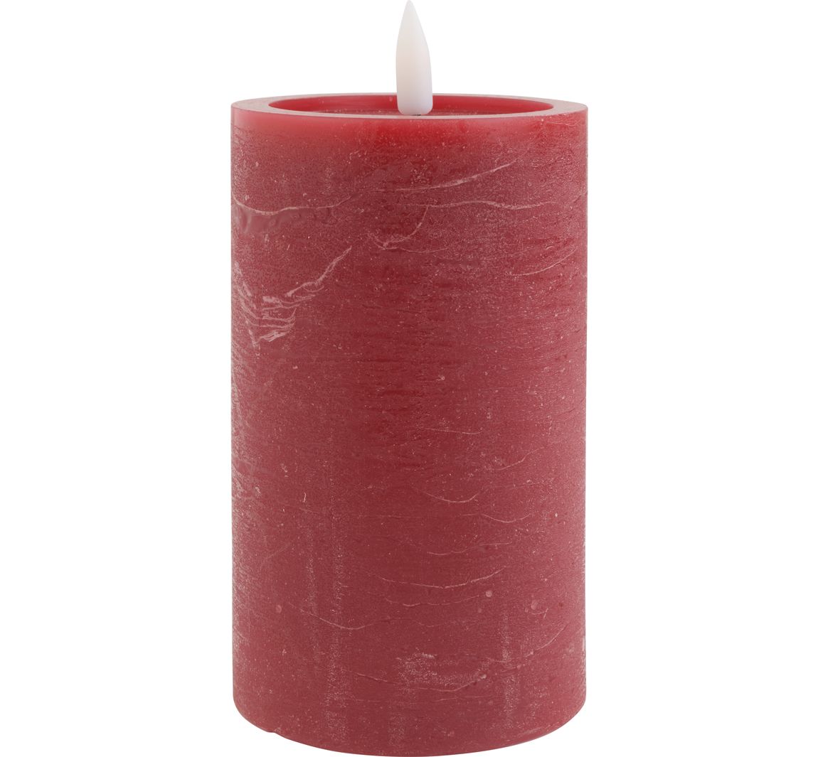 LED-Echtwachskerze "12,5 x 7,5 cm", mit Timer - Bordeaux