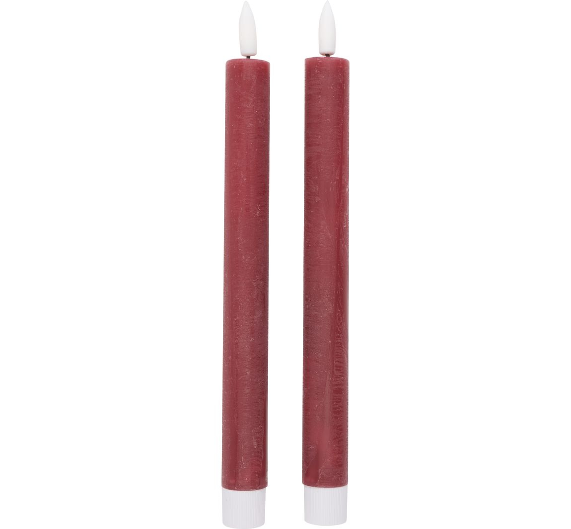 LED-Echtwachskerze mit Timer 6/18 Std. - Bordeaux