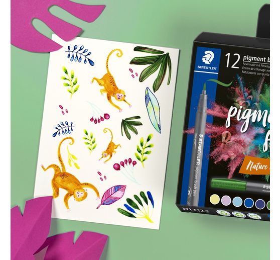 STAEDTLER Pigment brush pen, 12er-Set