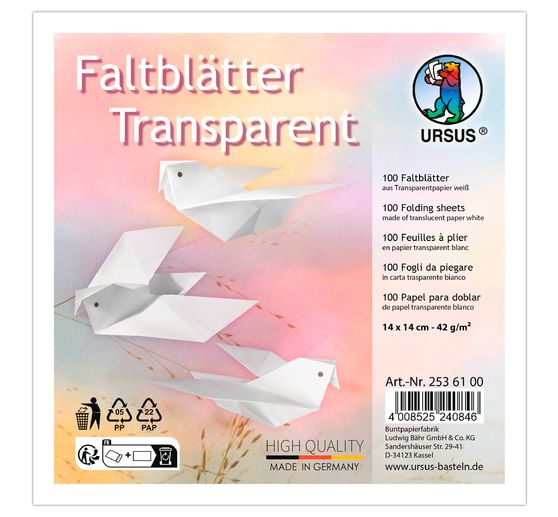 Transparentpapier-Faltblätter