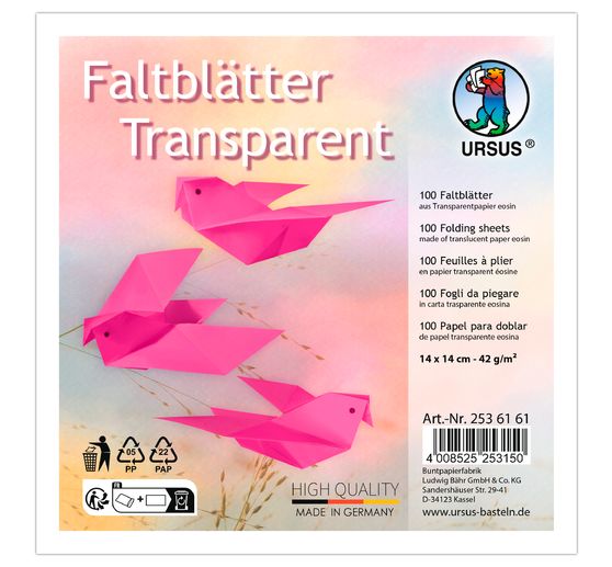 Transparentpapier-Faltblätter