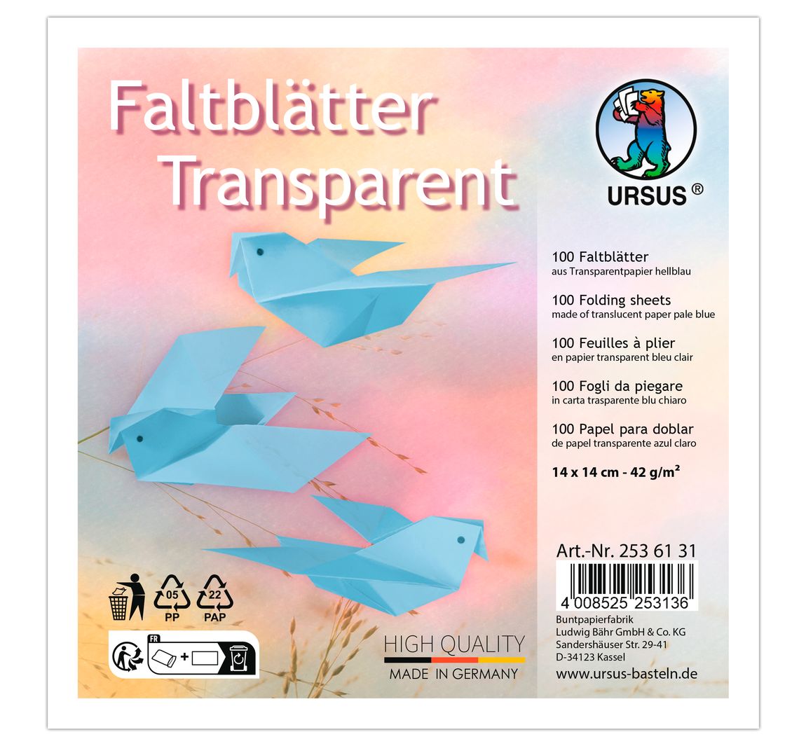 Transparentpapier-Faltblätter - Hellblau