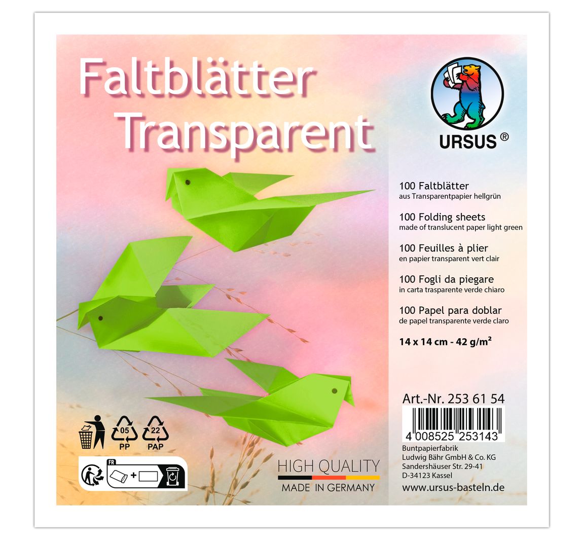 Transparentpapier-Faltblätter - Hellgrün