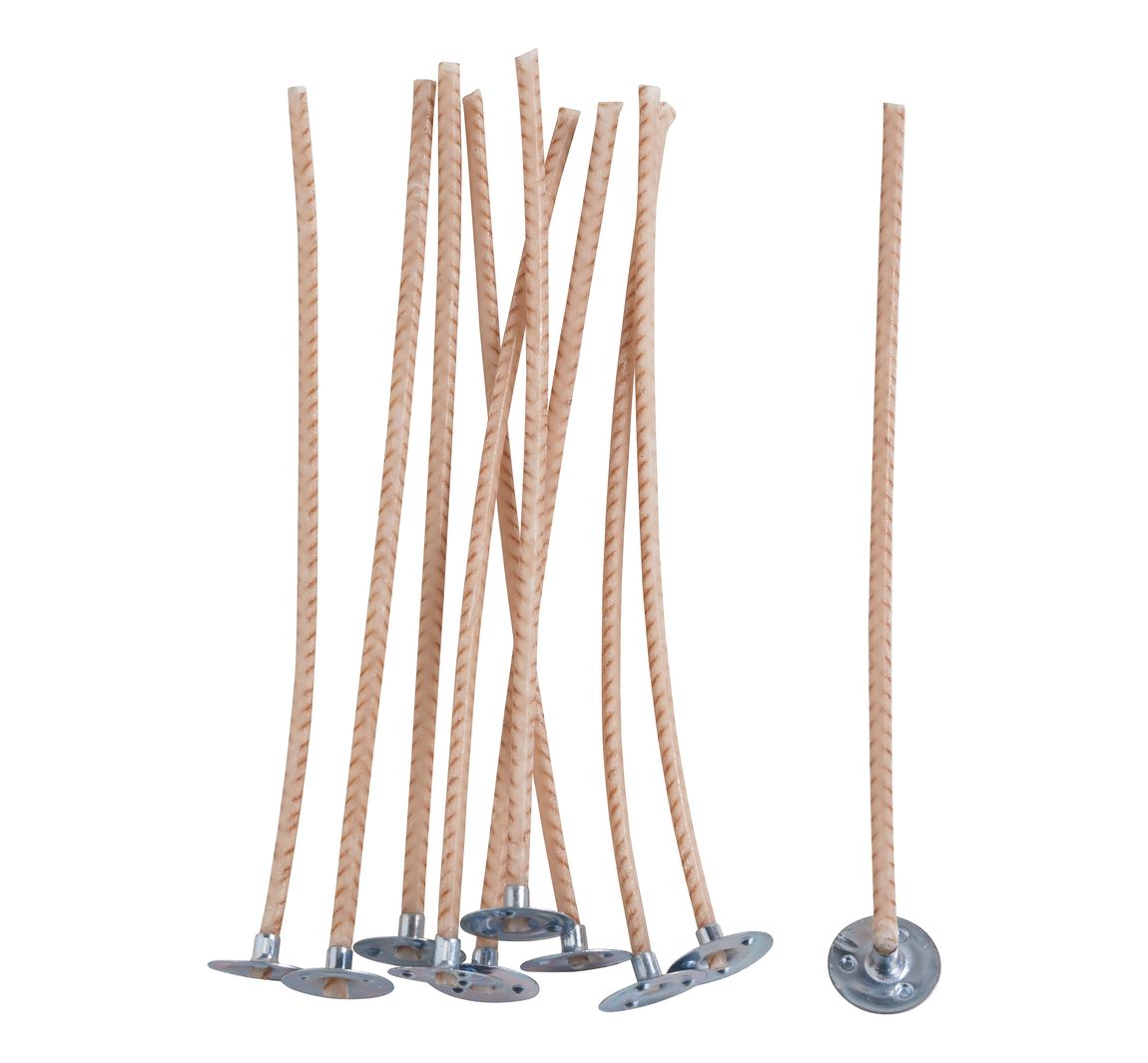 VBS Kerzendocht mit Metallfuß, gewachst, 10 cm - Natur
