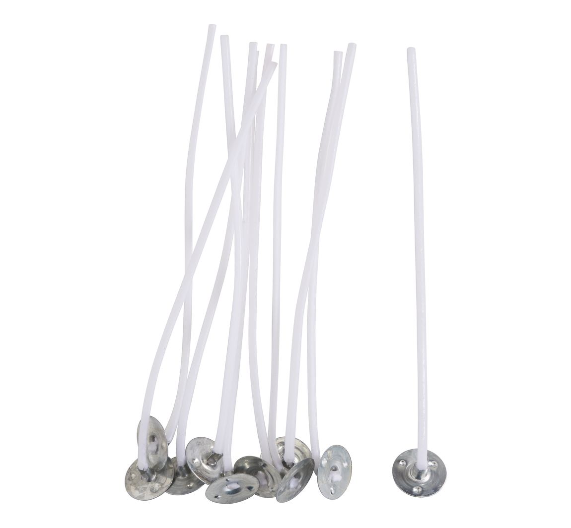 VBS Kerzendocht mit Metallfuß, gewachst, 10 cm - Weiß