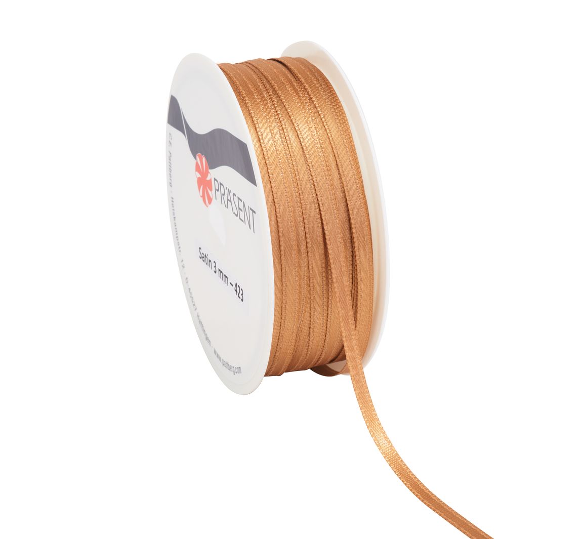 Satinband, 3 mm - Karamell