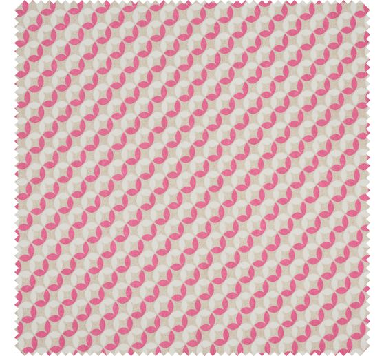 Motiv-Stoff Leinenoptik "Blätterkreise"
