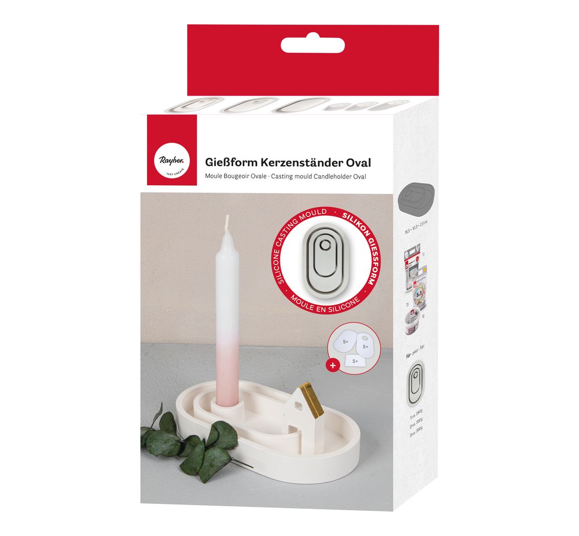 Silikon-Gießform "Kerzenständer" inkl. Einleger - Oval