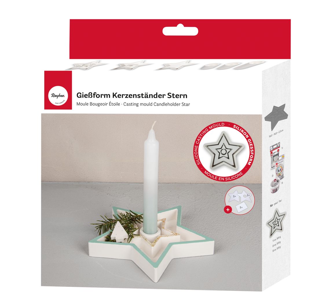 Silikon-Gießform "Kerzenständer" inkl. Einleger - Stern