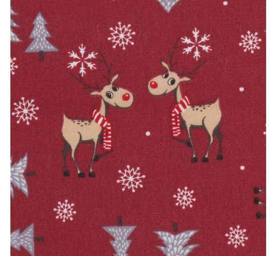 Baumwoll-Stoff "Red Nose Reindeer"