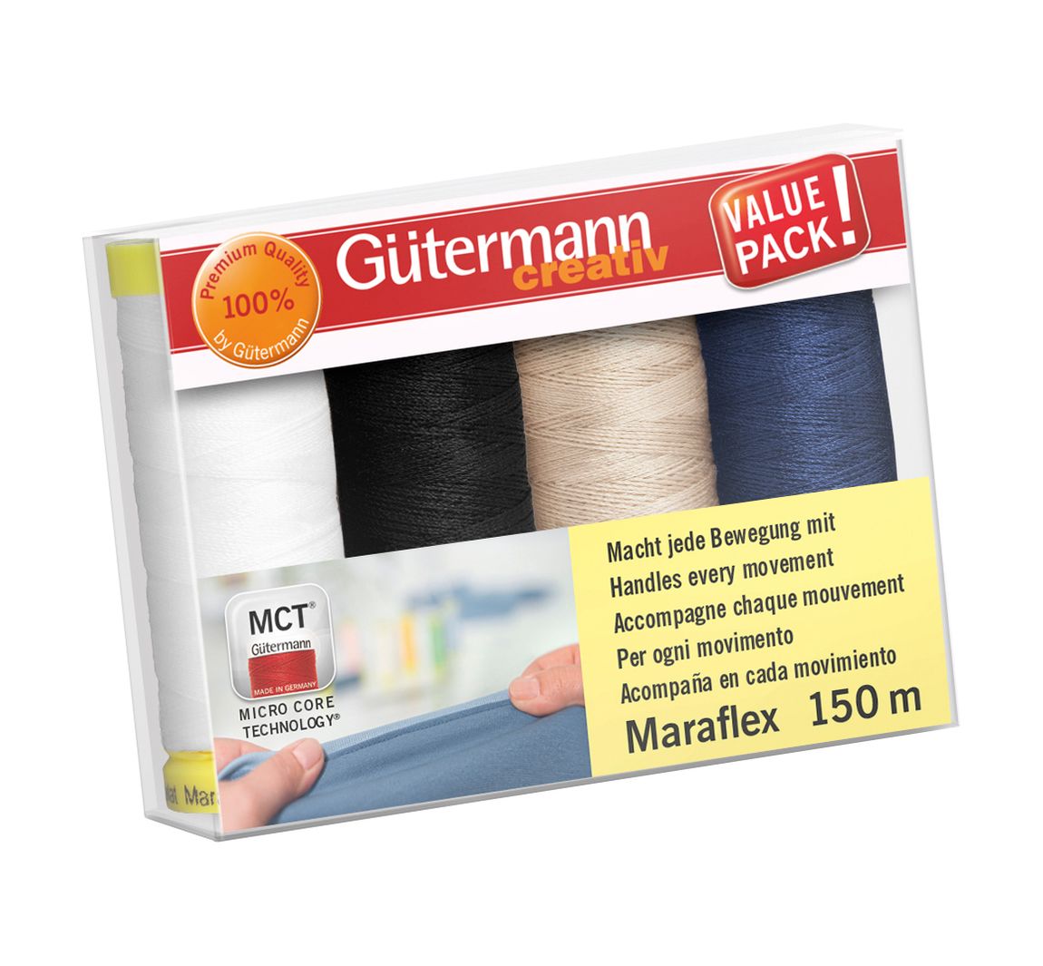 Nähfaden-Set Maraflex, 4 Spulen - Basic, Col. 1