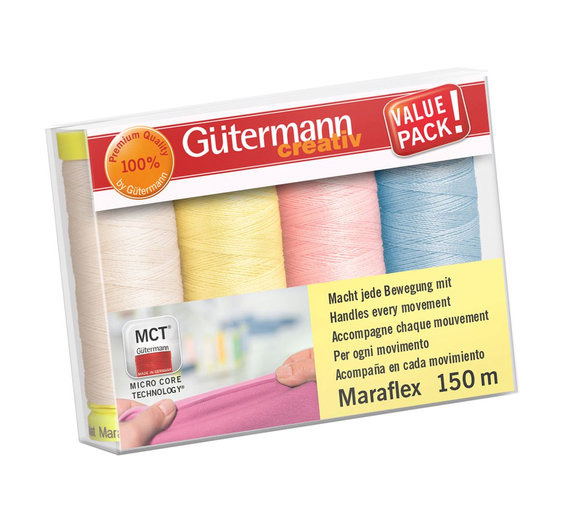 Nähfaden-Set Maraflex, 4 Spulen - Pastell, Col. 3