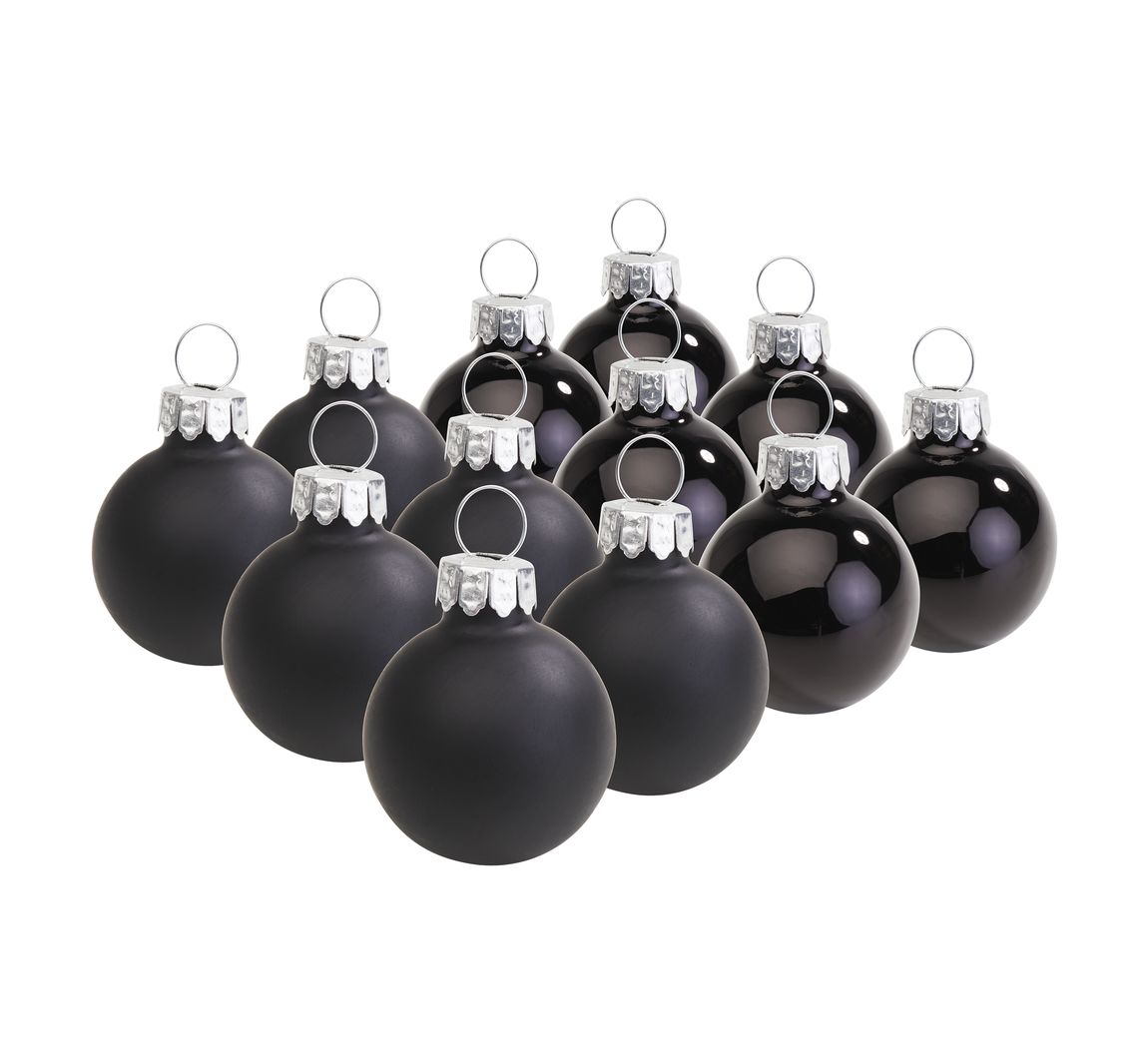 VBS Weihnachtskugeln "Mini" aus Kunststoff, Ø 3 cm - Schwarz
