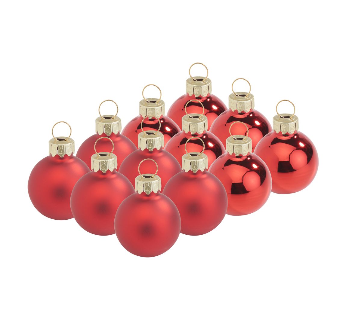 VBS Weihnachtskugeln "Mini" aus Kunststoff, Ø 3 cm - Rot