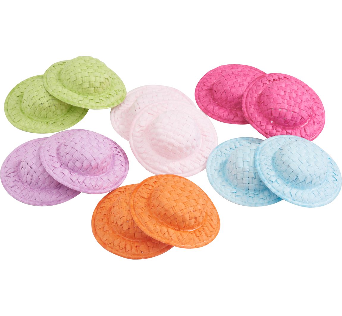VBS Strohhut, 5 cm, 12 Stück - Bunt