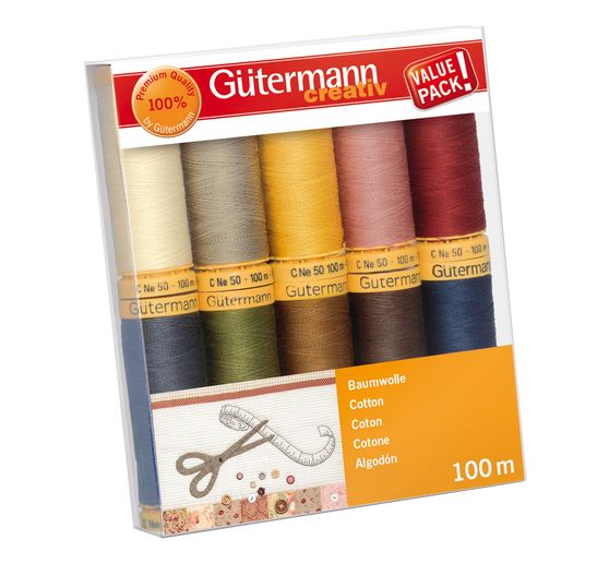 Gütermann Nähfaden-Set Baumwolle, 10 Spulen