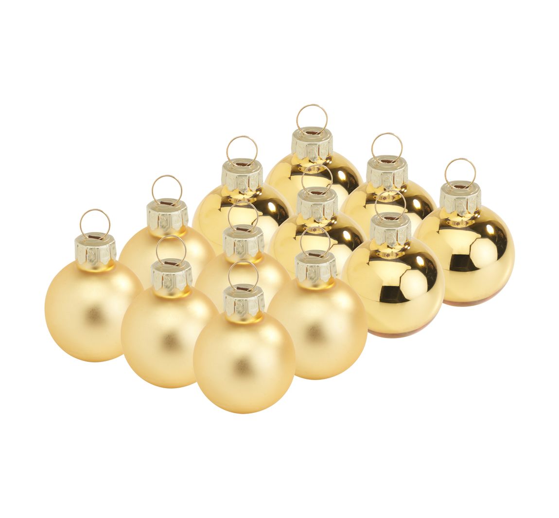 VBS Weihnachtskugeln "Mini" aus Kunststoff, Ø 3 cm - Gold