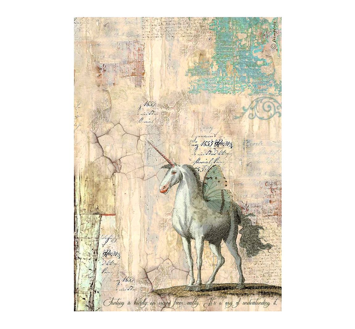 Motiv-Strohseide "Wonderland" - Unicorn