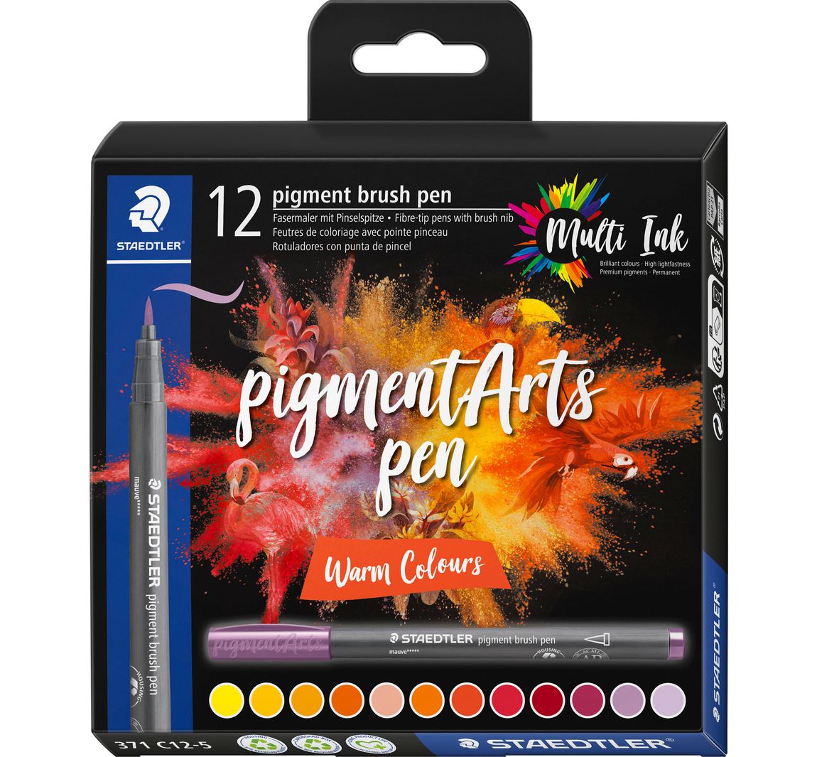 STAEDTLER Pigment brush pen, 12er-Set - Warm Colours