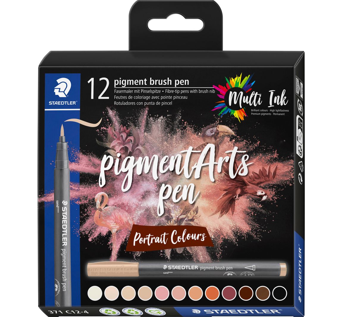 STAEDTLER Pigment brush pen, 12er-Set - Portrait Colours