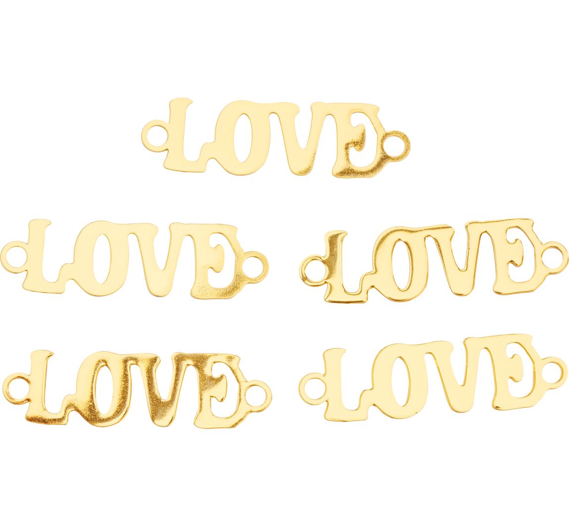 Verbinder "Love", 5 Stück - Gold