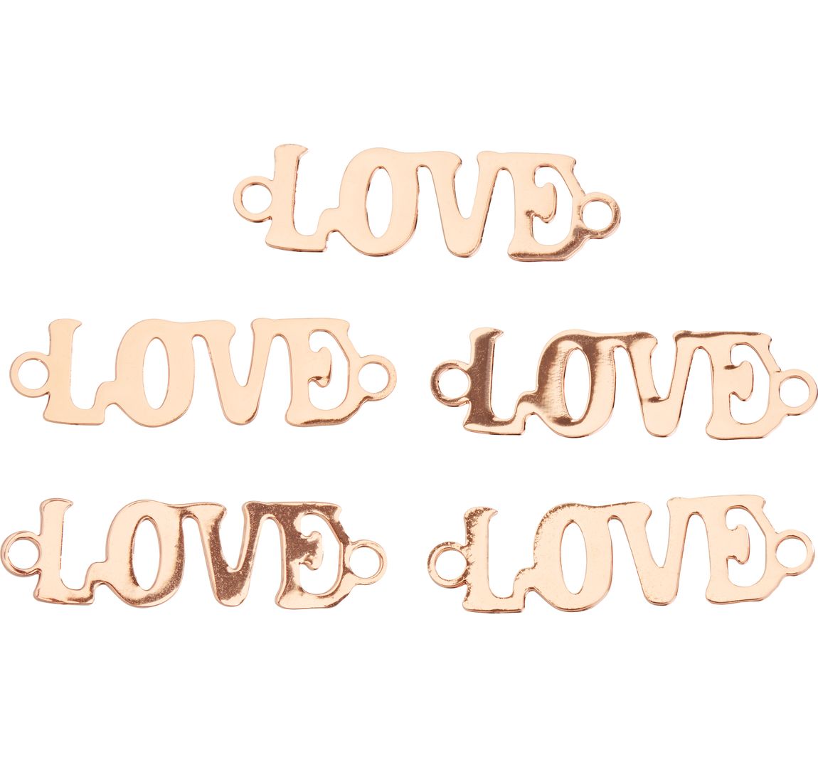 Verbinder "Love", 5 Stück - Roségold