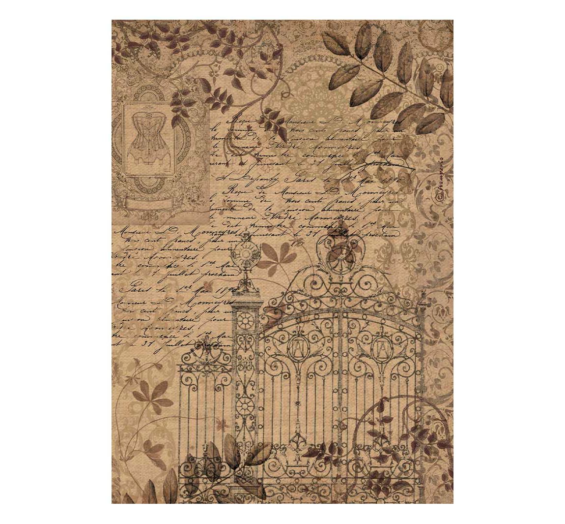 Motiv-Strohseide "Old Lace" - Gate