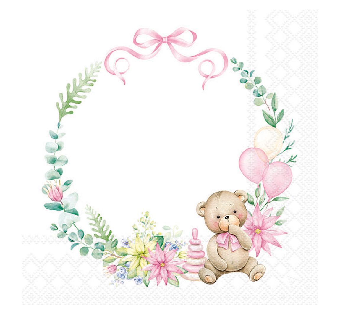 Serviette "Baby Teddy" - Pink