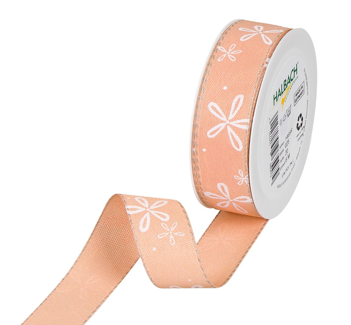 Druckband "Blüte" - Apricot/Weiß