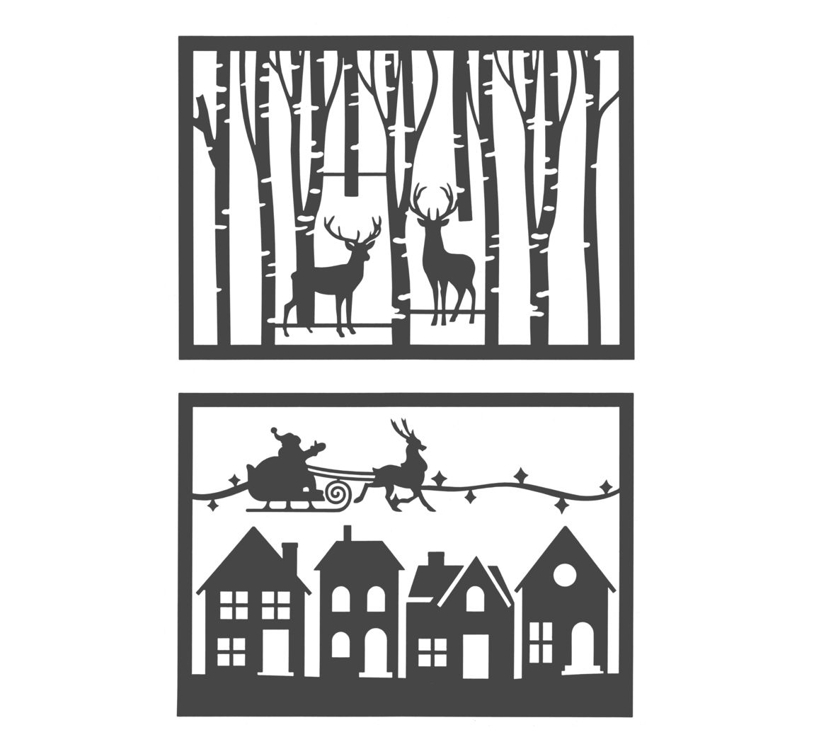 Schablonen-Set, 2-teilig - Winter Szene