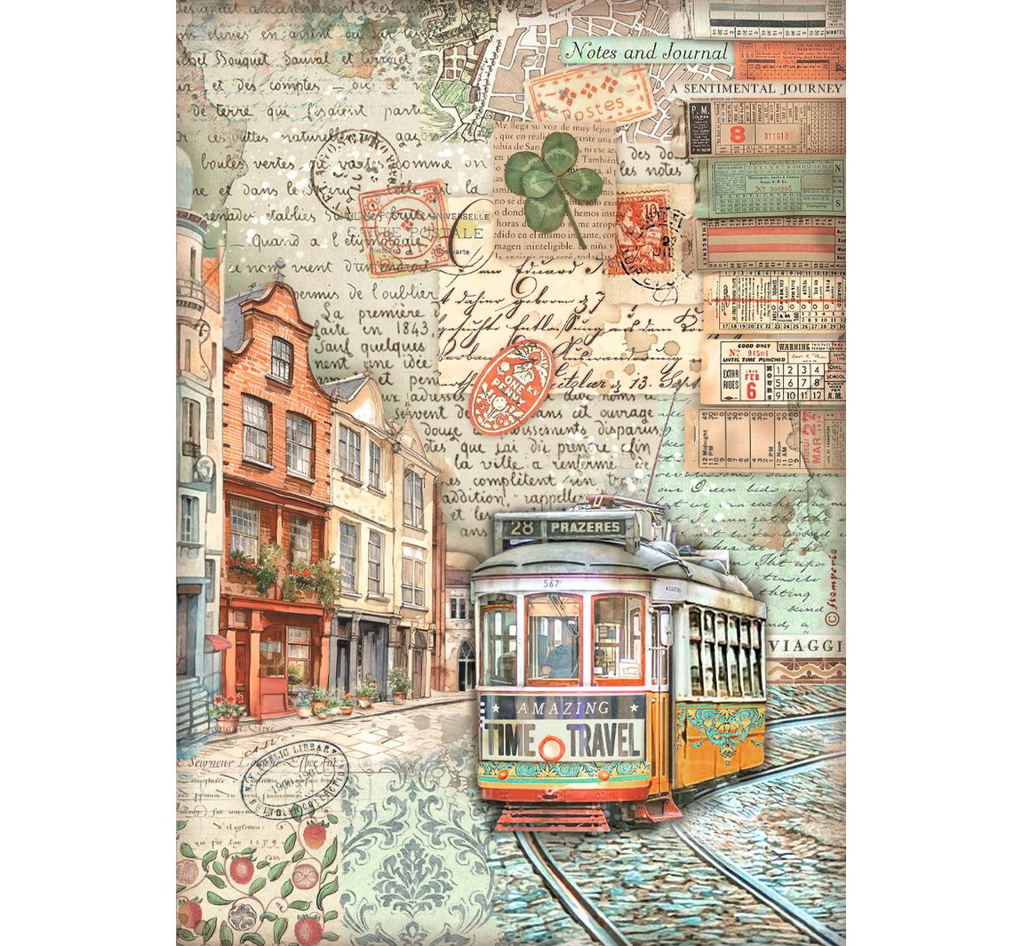 Motiv-Strohseide Art of Travelling - Tram