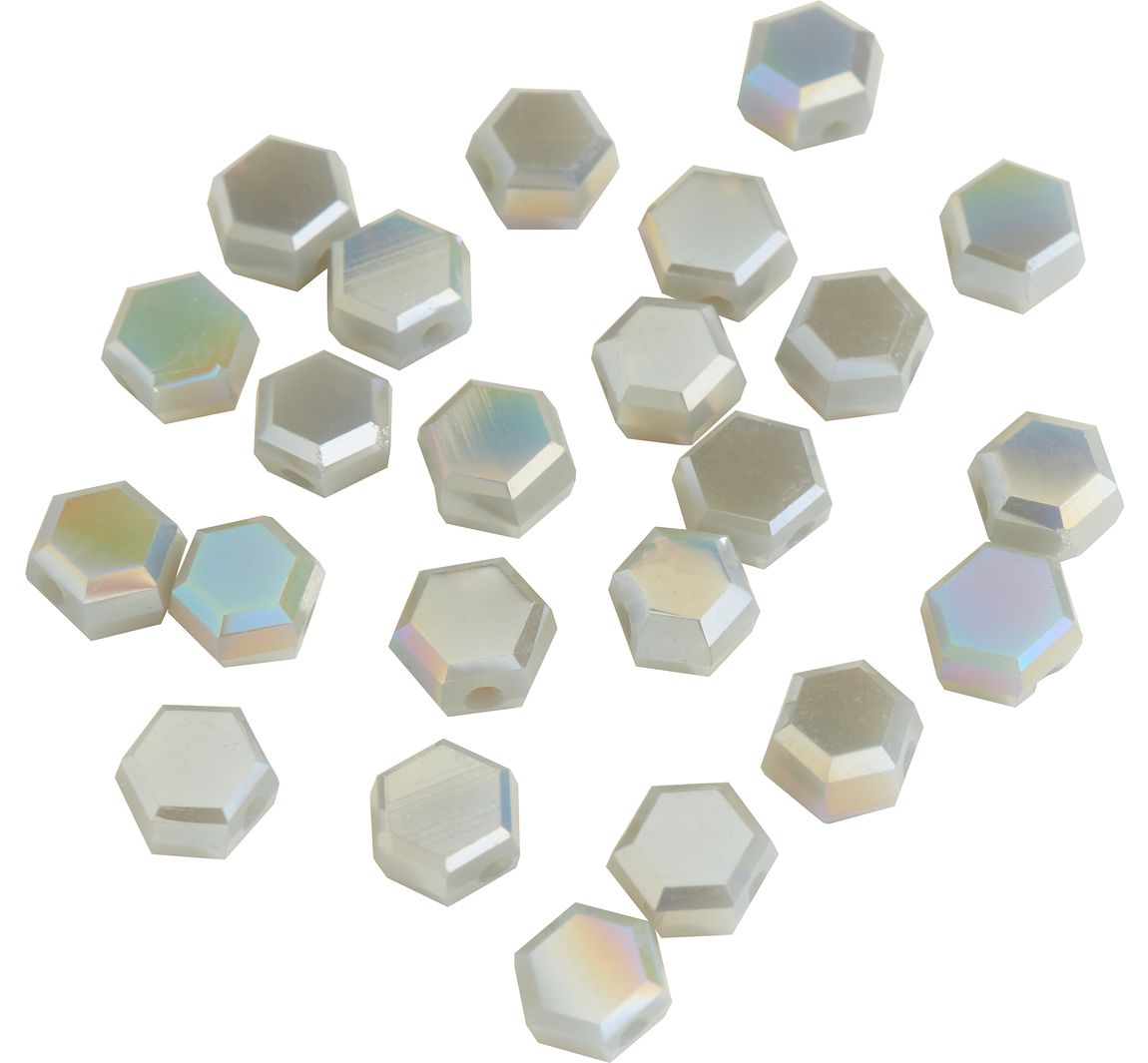 Glasschliffperlen Sechseck - Grau