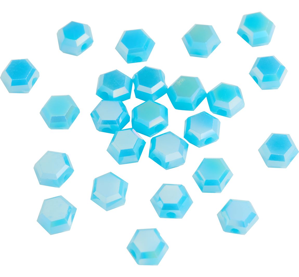 Glasschliffperlen Sechseck - Aqua