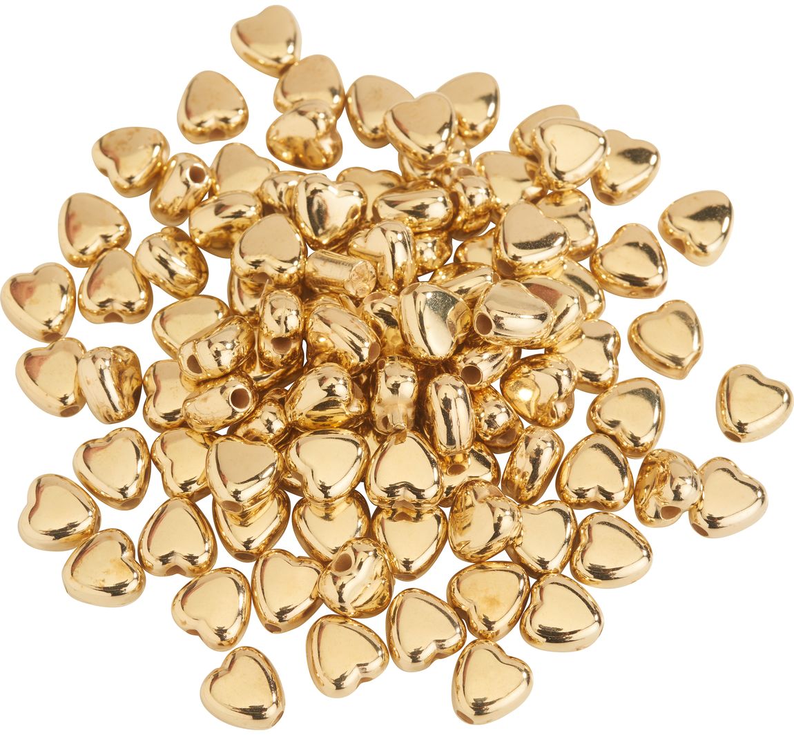 Kunststoffperlen Herzen - Goldfarben